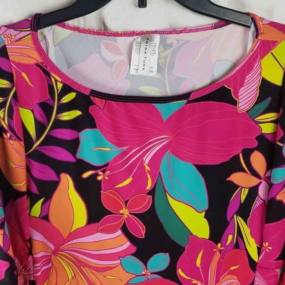 Trina Turk Women's Small Pink & Orange Solar Floral Swim Cover Up - Picture 2 of 10